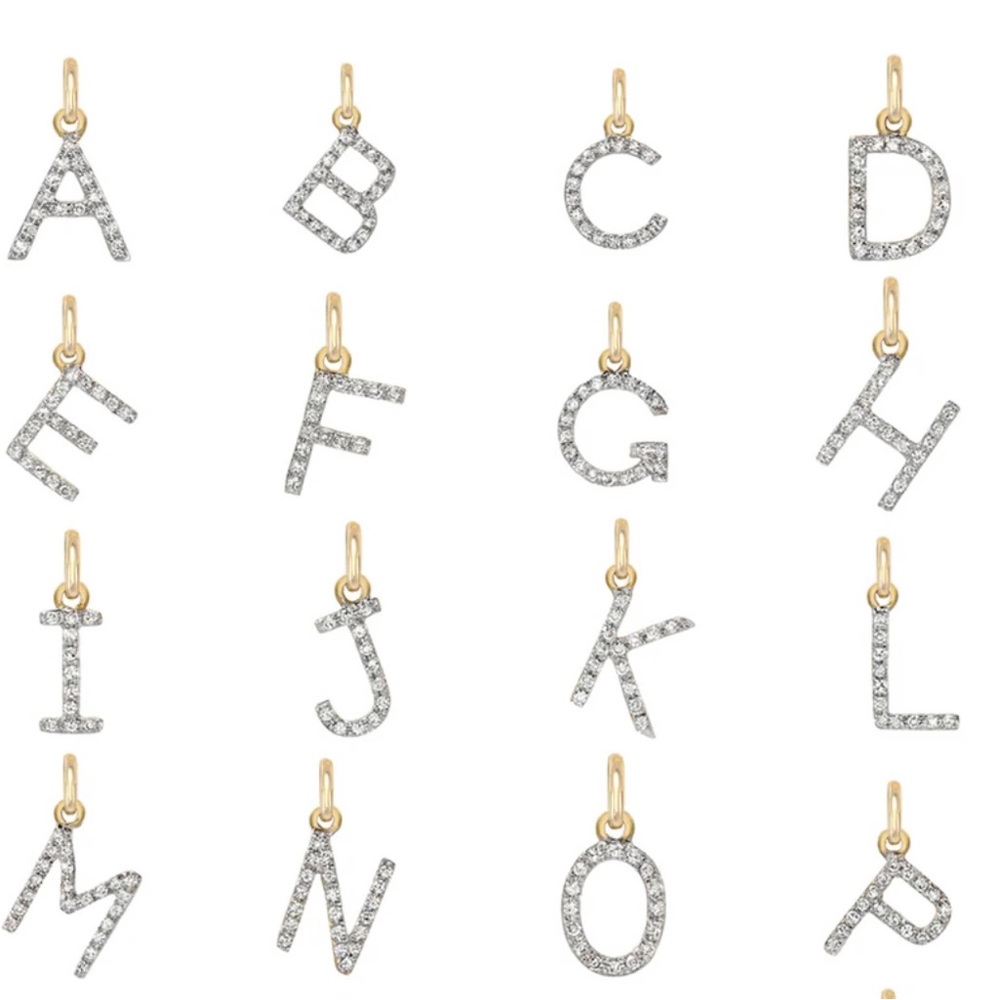 Zoe Lev pave diamond initial charm “B” 14k gold for necklaces earrings bracelets